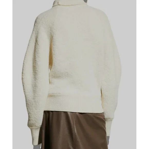 $675 Nanushka Women's Beige Volume-Sleeve Turtleneck Sweater Size XS